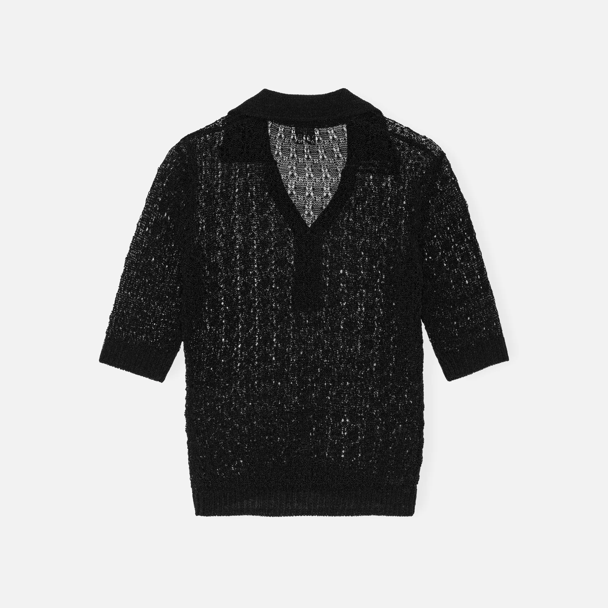 Shiny Pointelle Knit Polo