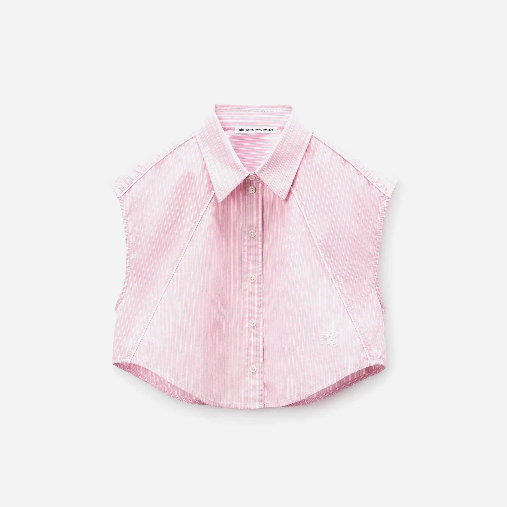 Cropped Sleeveless Button Up