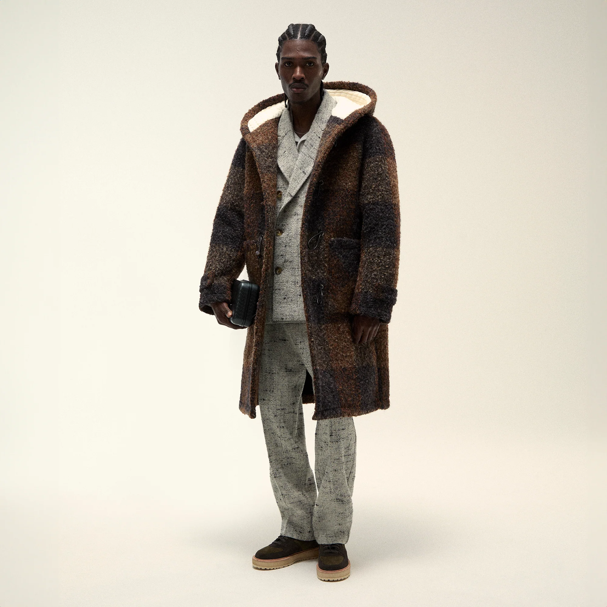 &Kin Boucle Check Nolen Coat