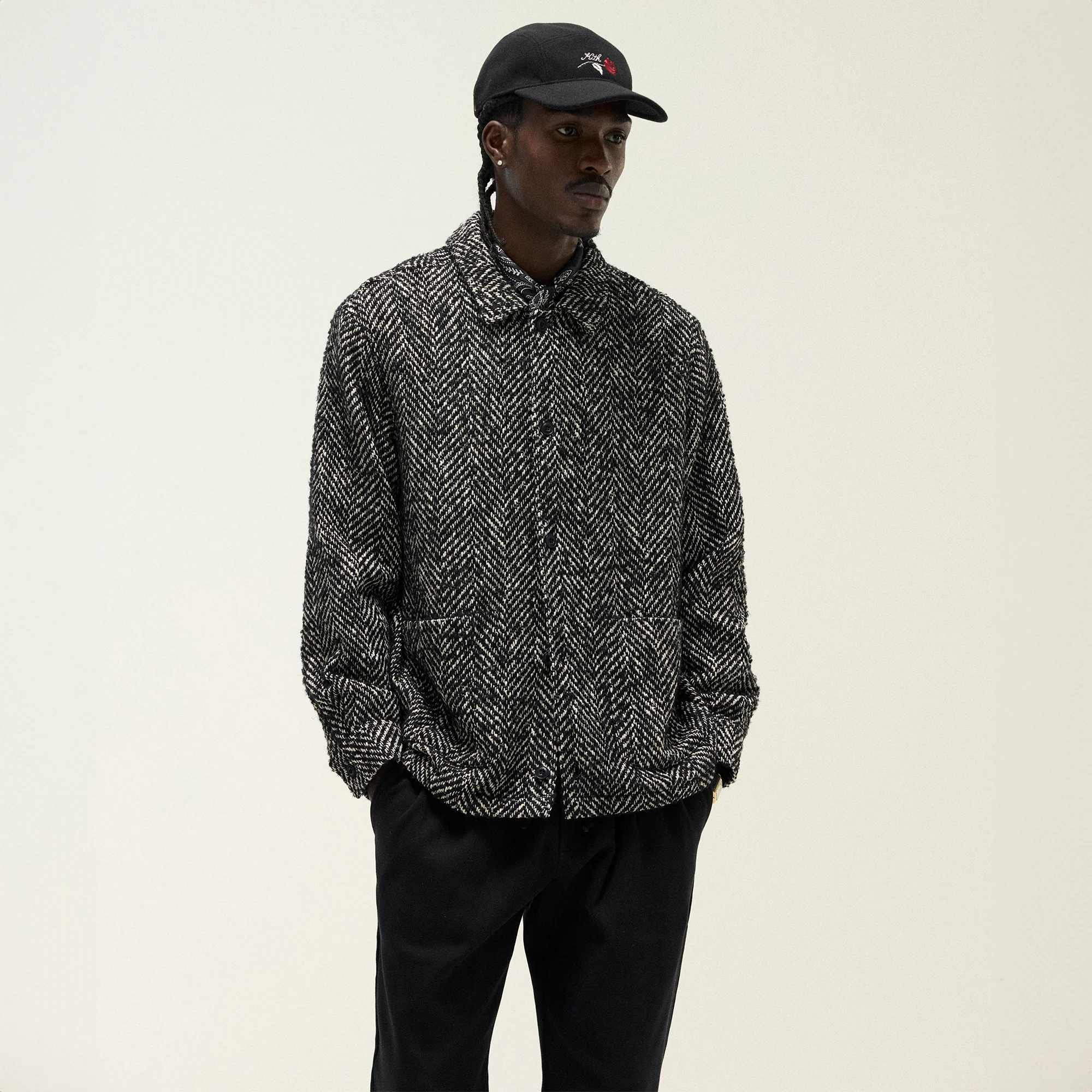 Kith Oversized Herringbone Boxy Collared Overshirt