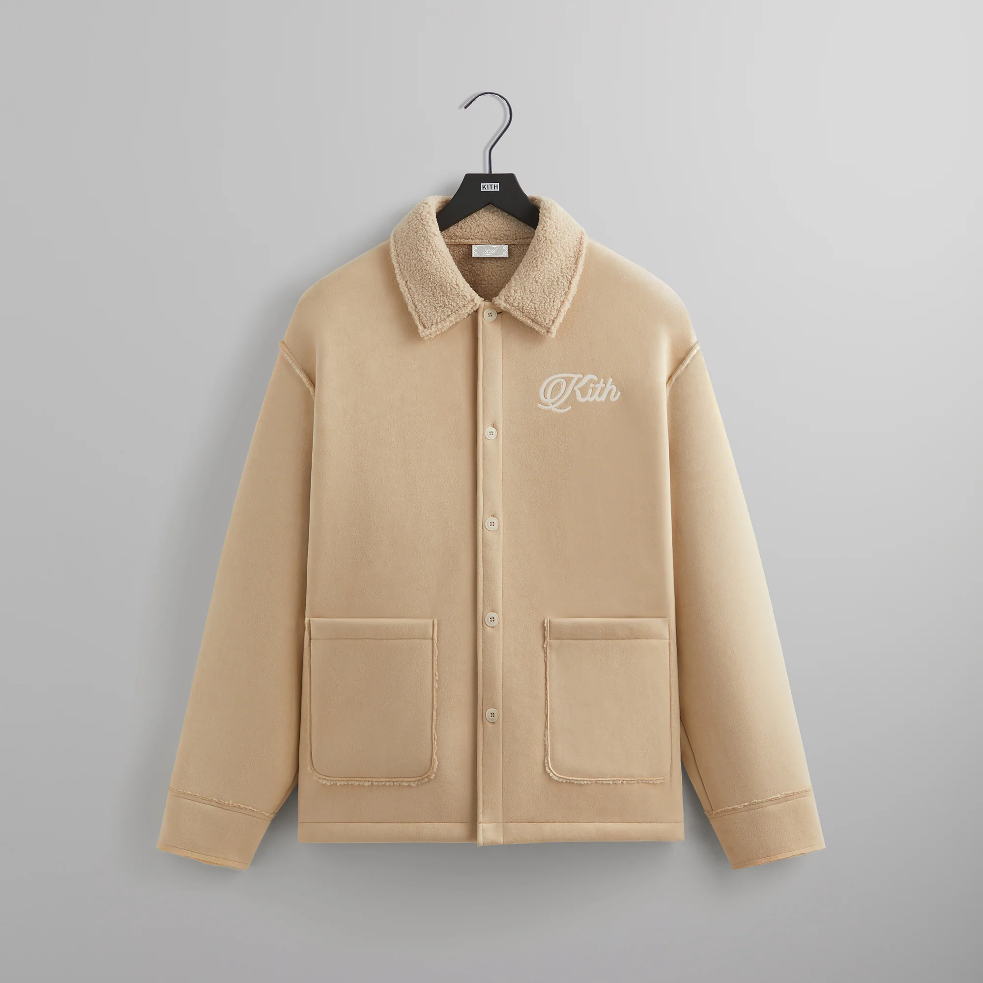 Kith Faux Shearling Long Sleeve Boxy Collared Overshirt
