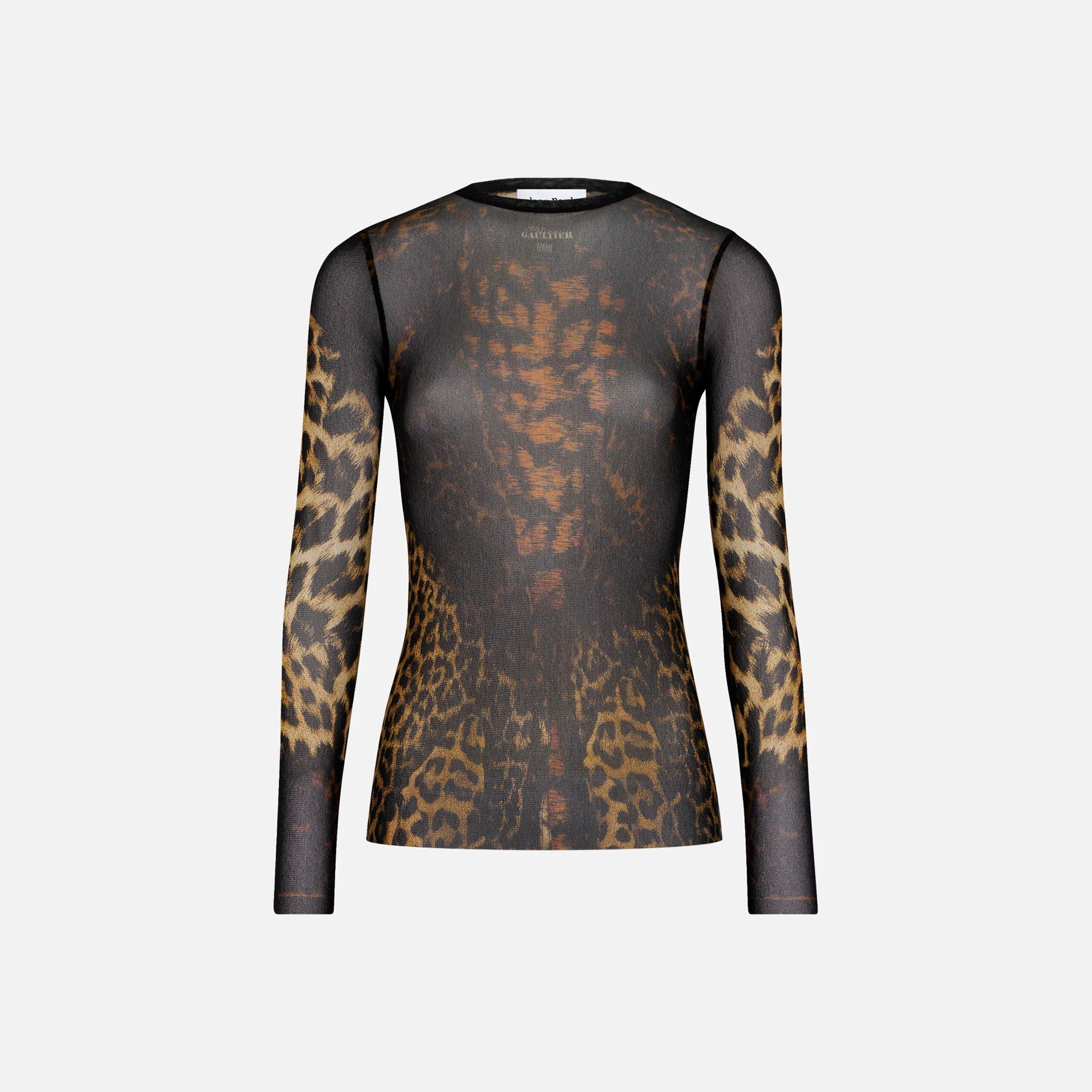 Mesh Long Sleeve Printed Top With Lace