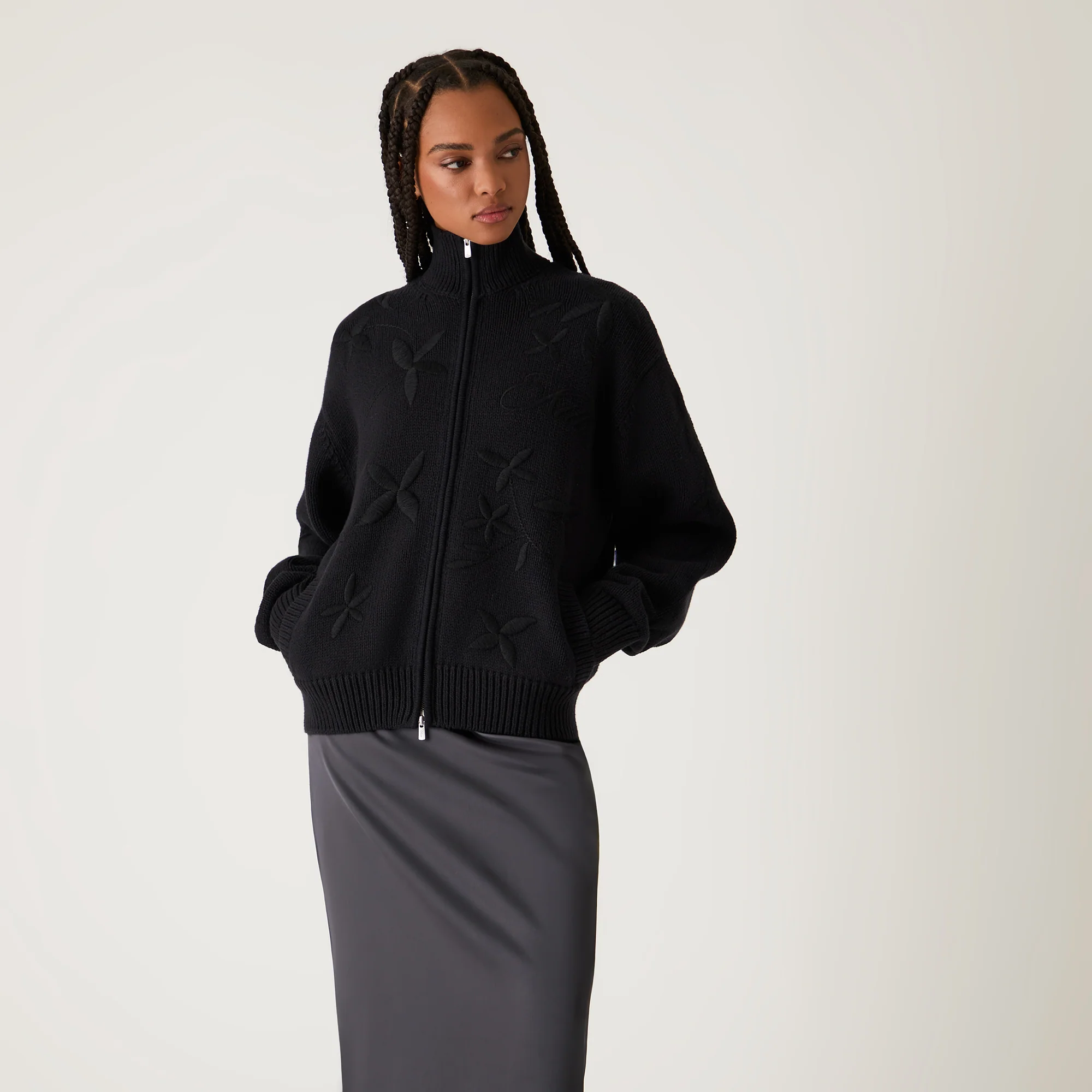 Kith Women Oversized Wyler Floral Full Zip Sweater