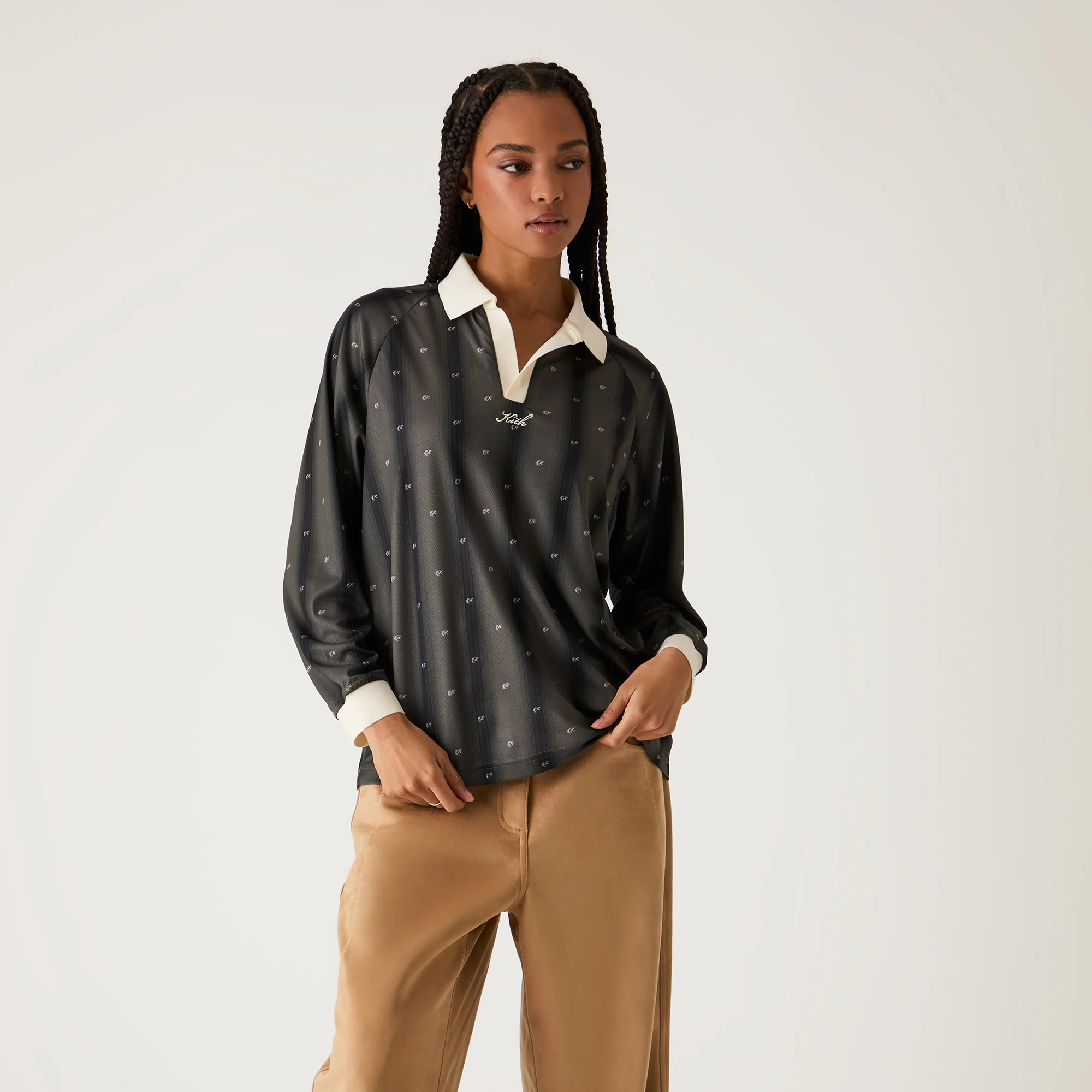 Kith Women Ridley Polo Monogram Long Sleeve Jersey