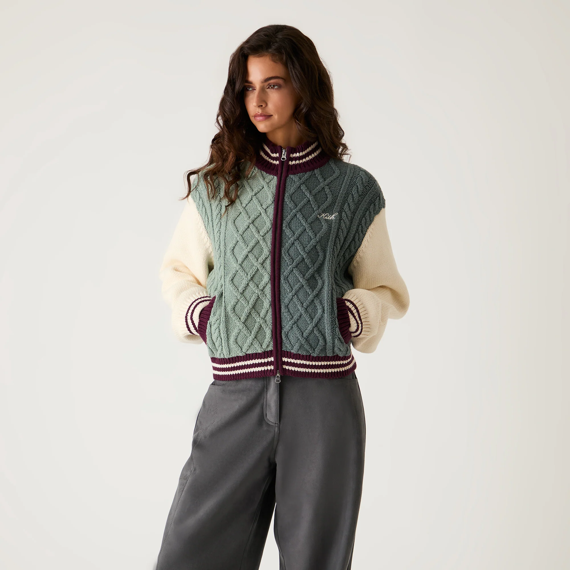 Kith Women Wyler Blocked Full Zip Sweater