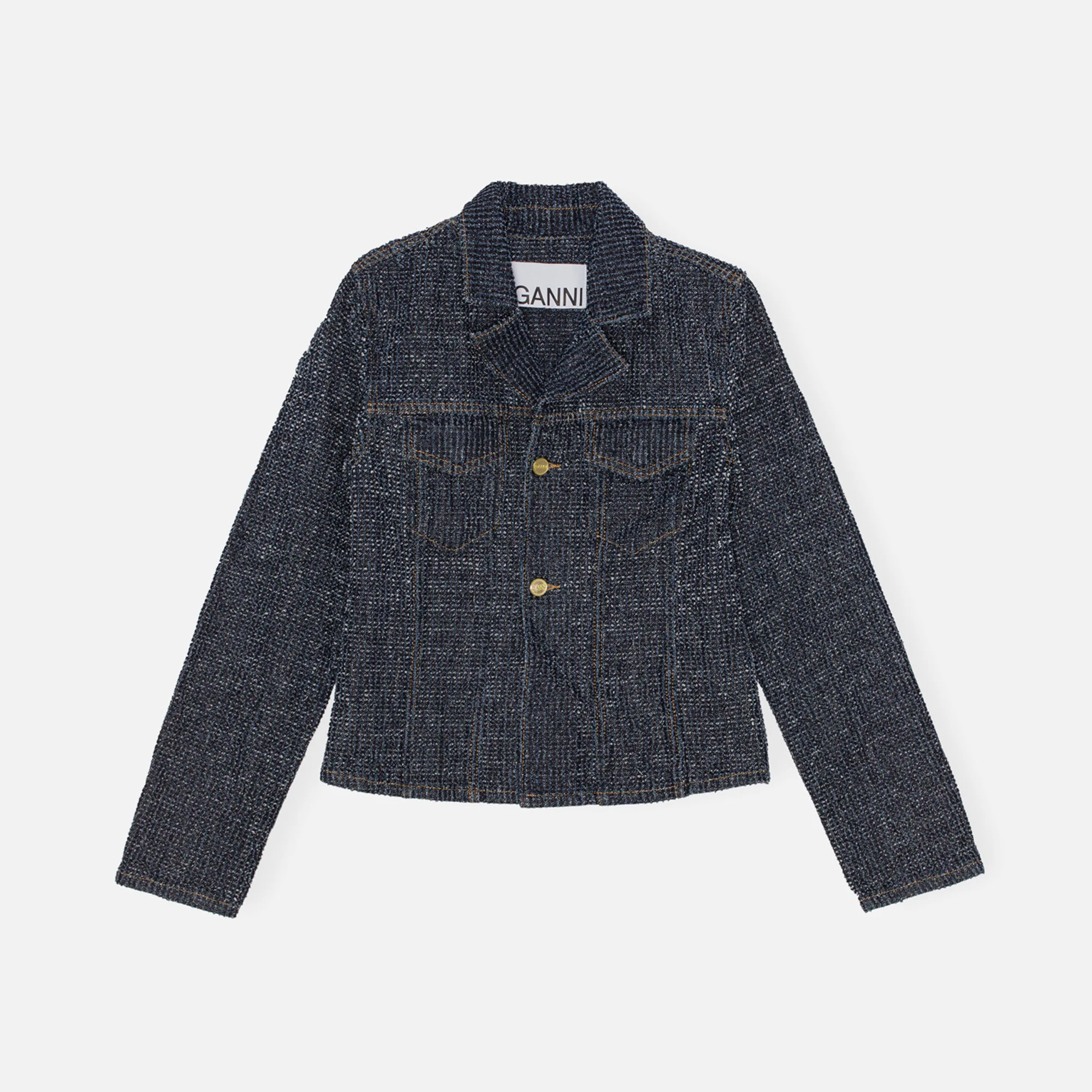 Fluffy Denim Fitted Blazer