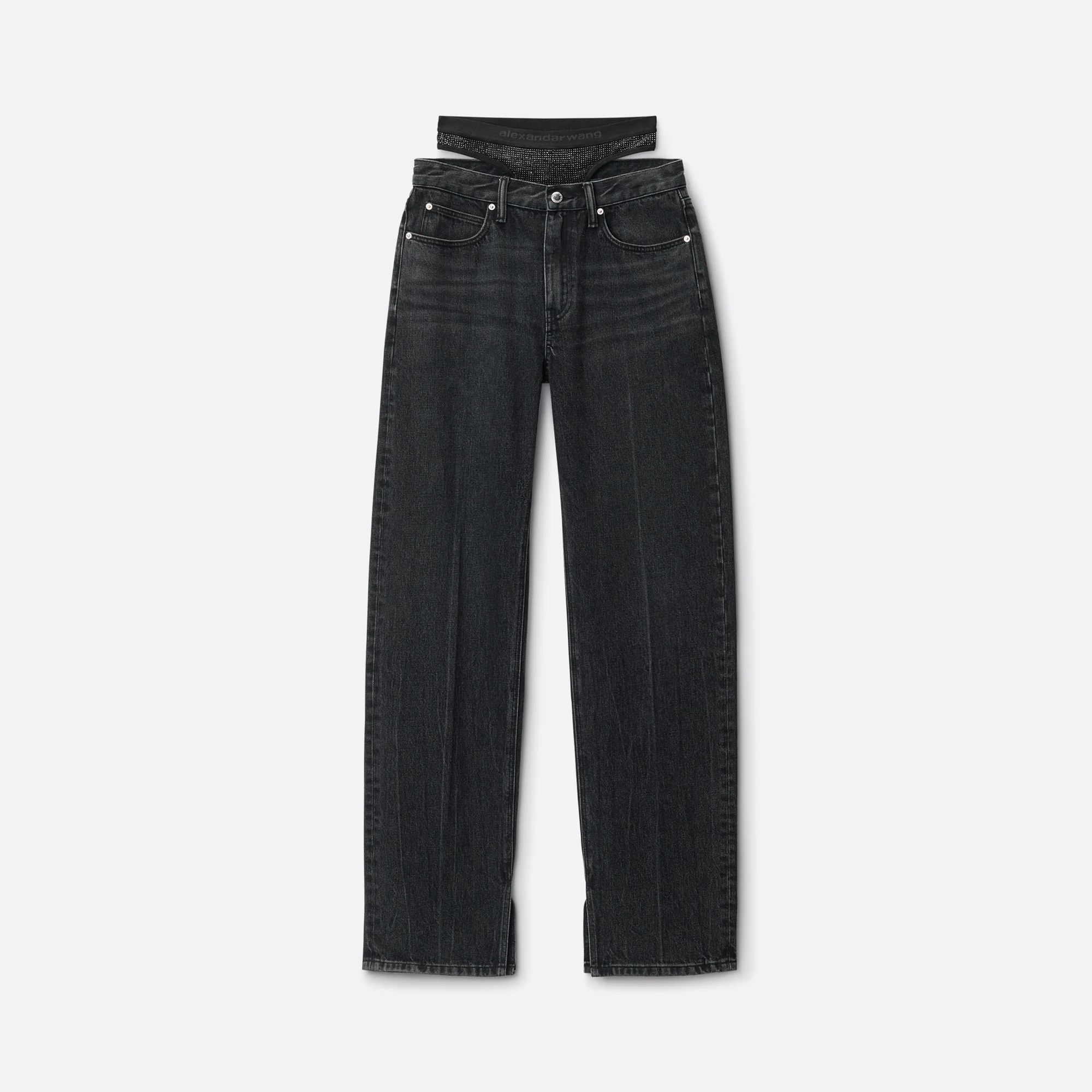 Split Hem Jean Prestyle Hotfix Mesh Undie