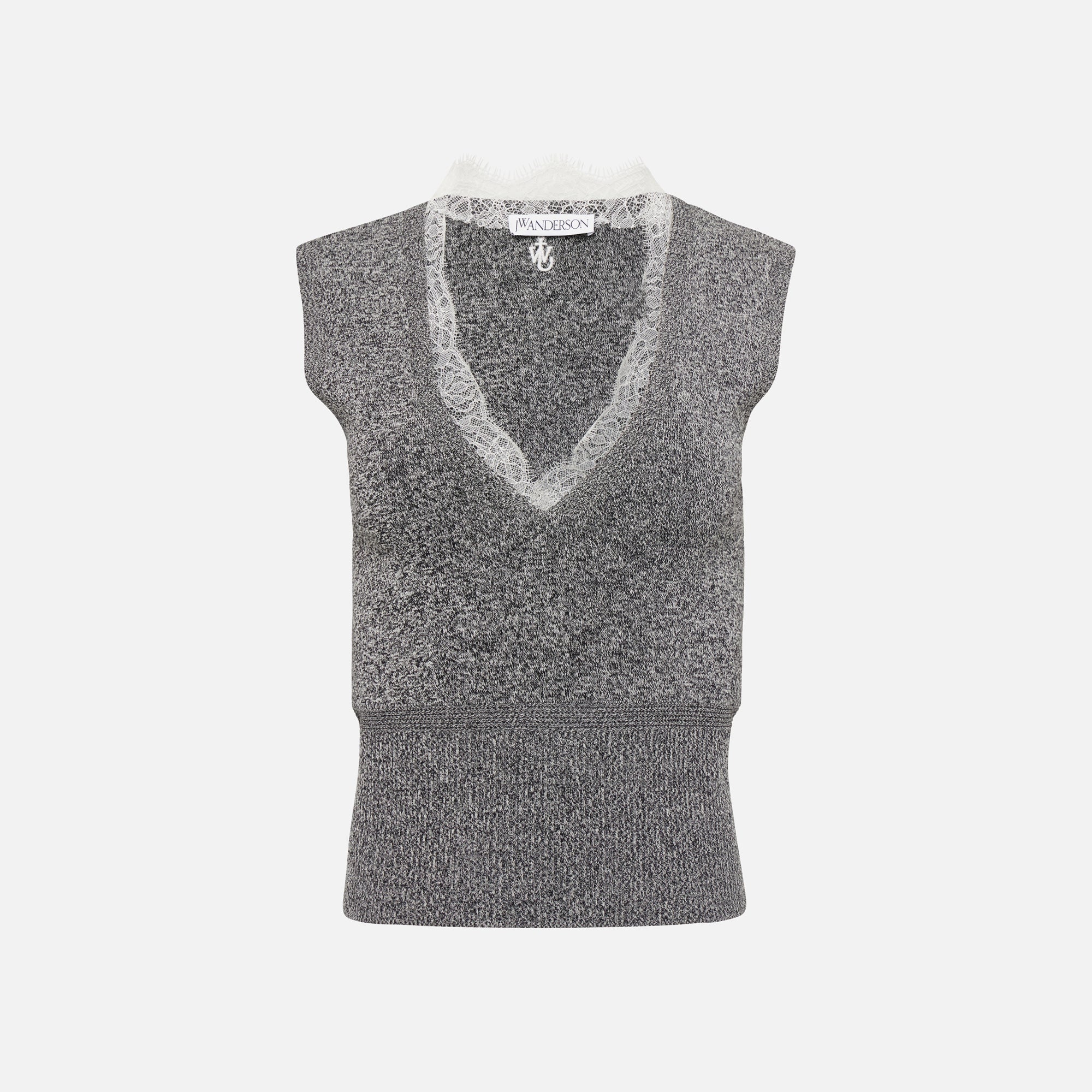Lace Trim V-Neck Vest