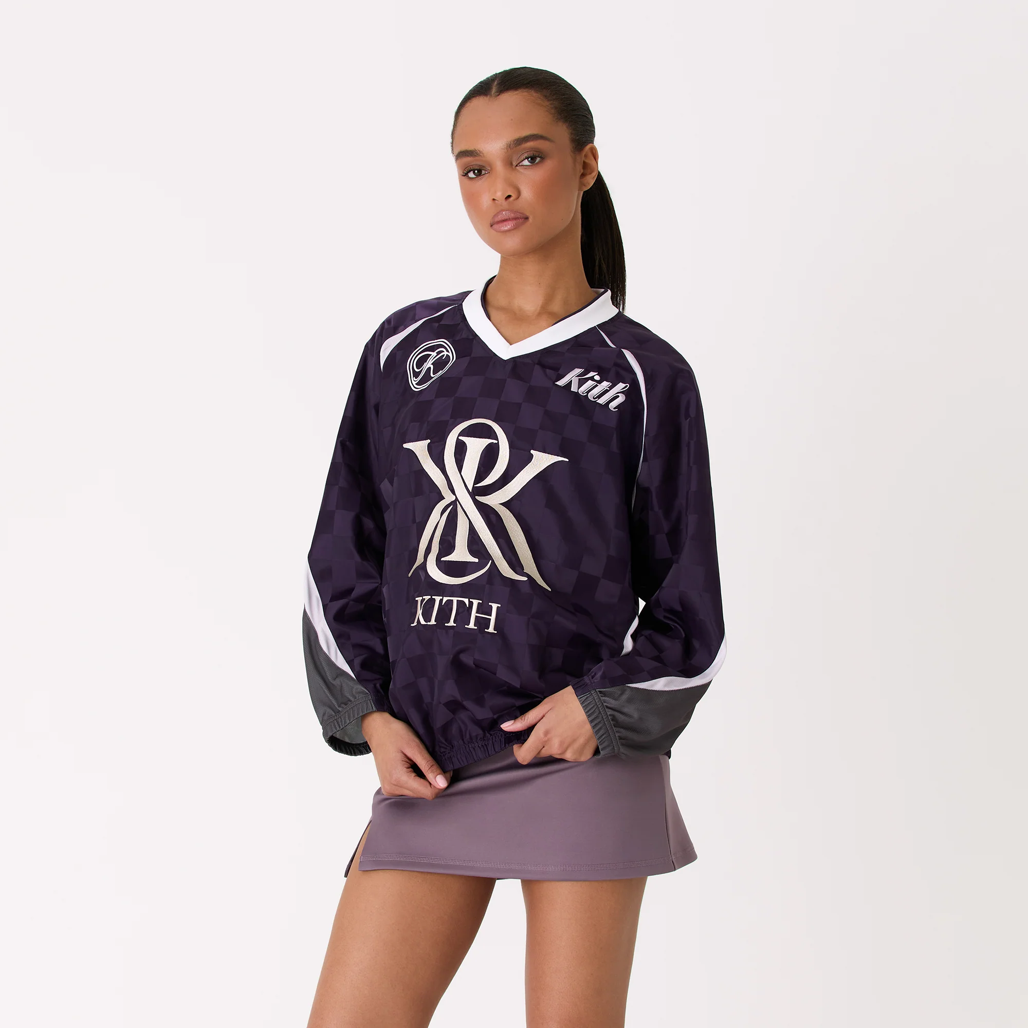 Kith Women Checkered Satin Dayton Combo Pullover