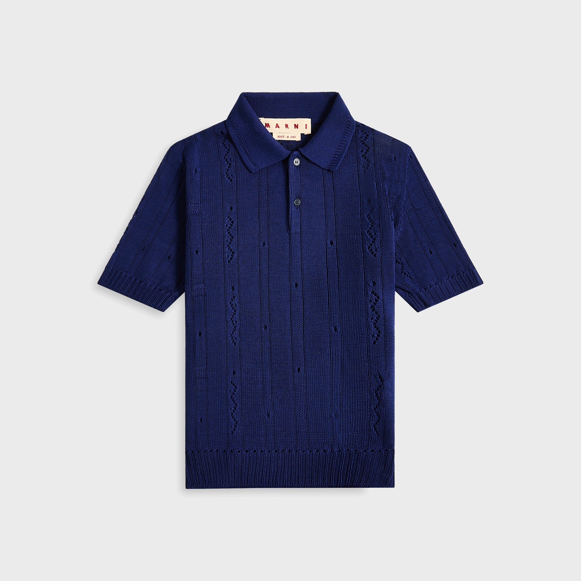 Short Sleeve Crochet Polo Shirt
