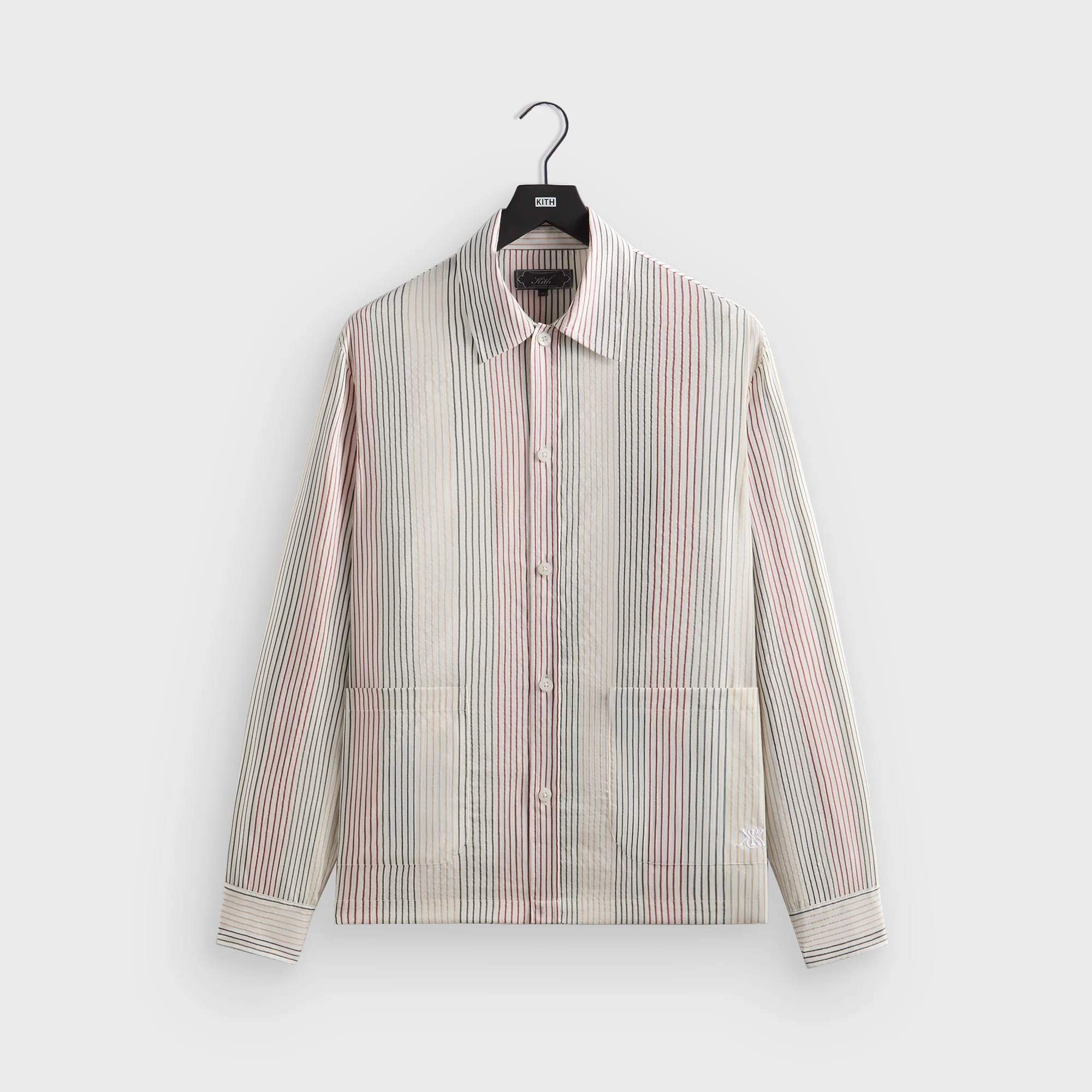 Kith Seersucker Long Sleeve Boxy Collared Overshirt
