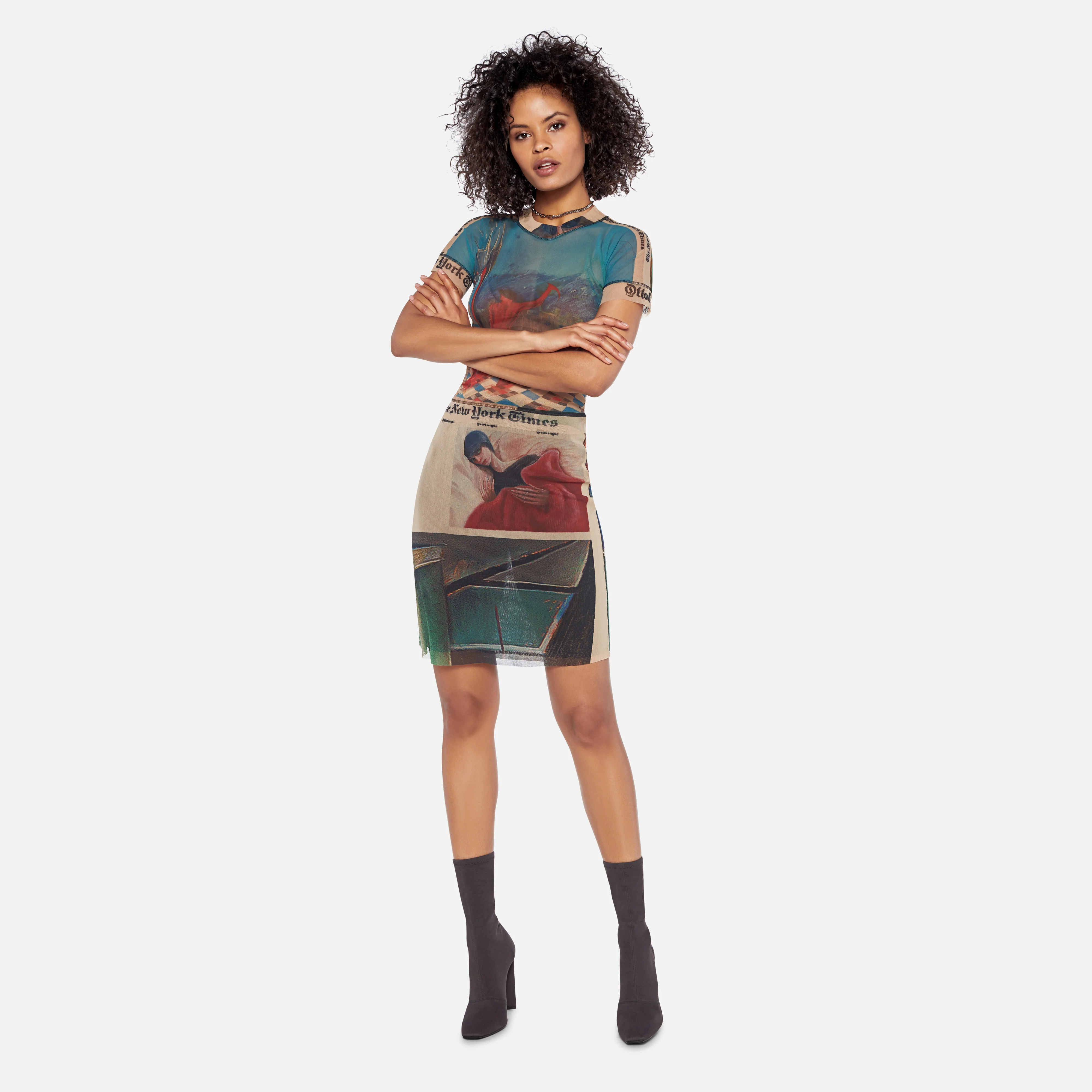 Printed Fitted Mesh Tee