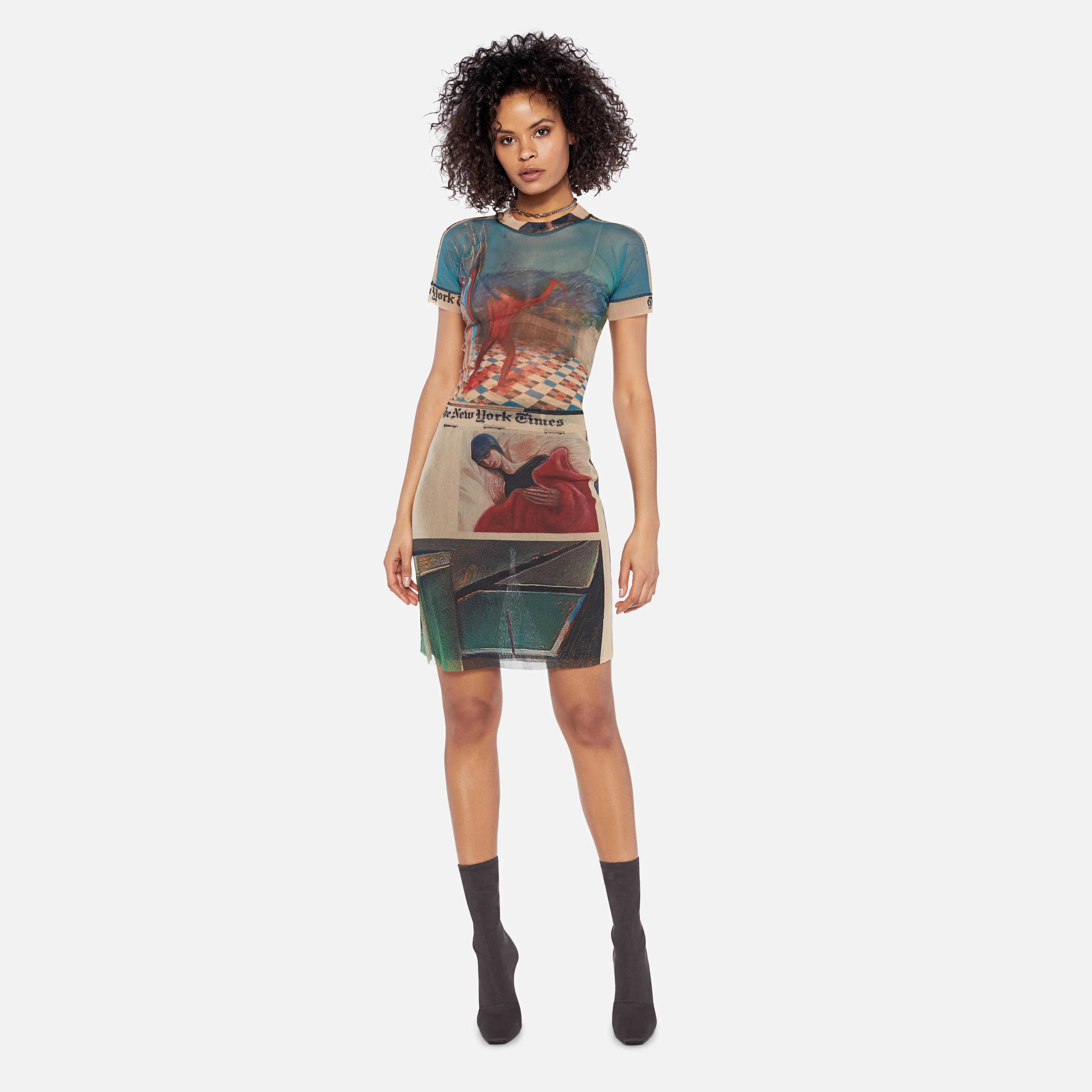 Printed Fitted Mesh Tee